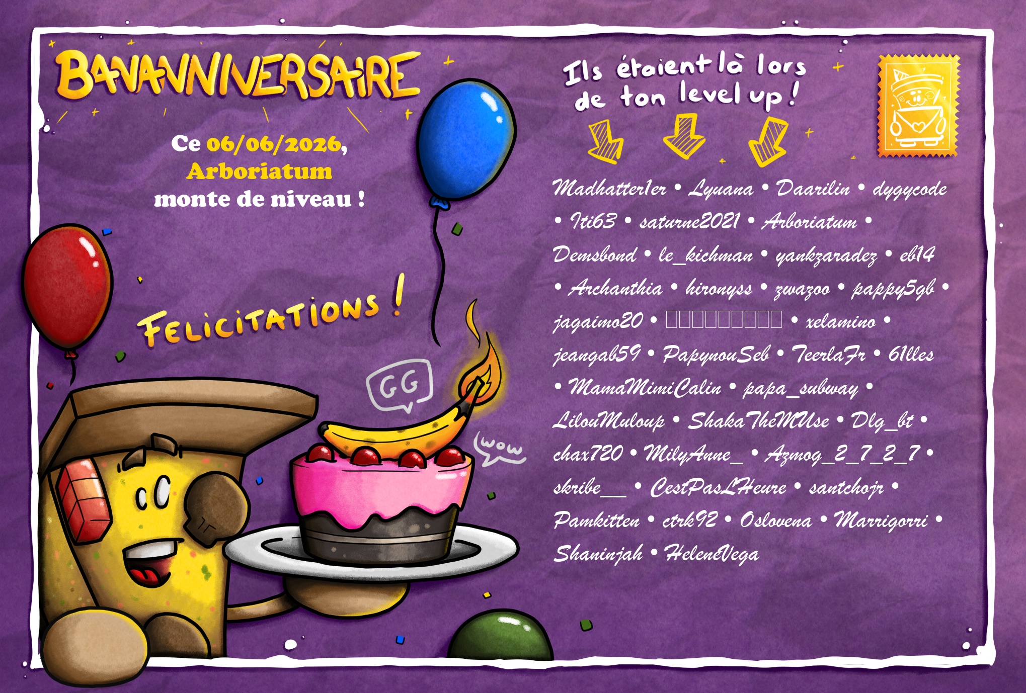 Carte de Bananniversaire